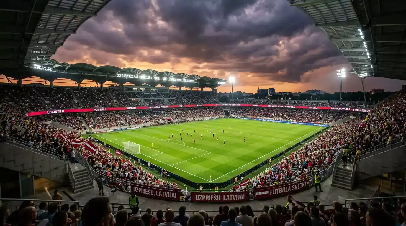 Maiami stadions ar atvērtu jumtu un zaļo laukumu Pasaules kausa 2026 vakara spēlē