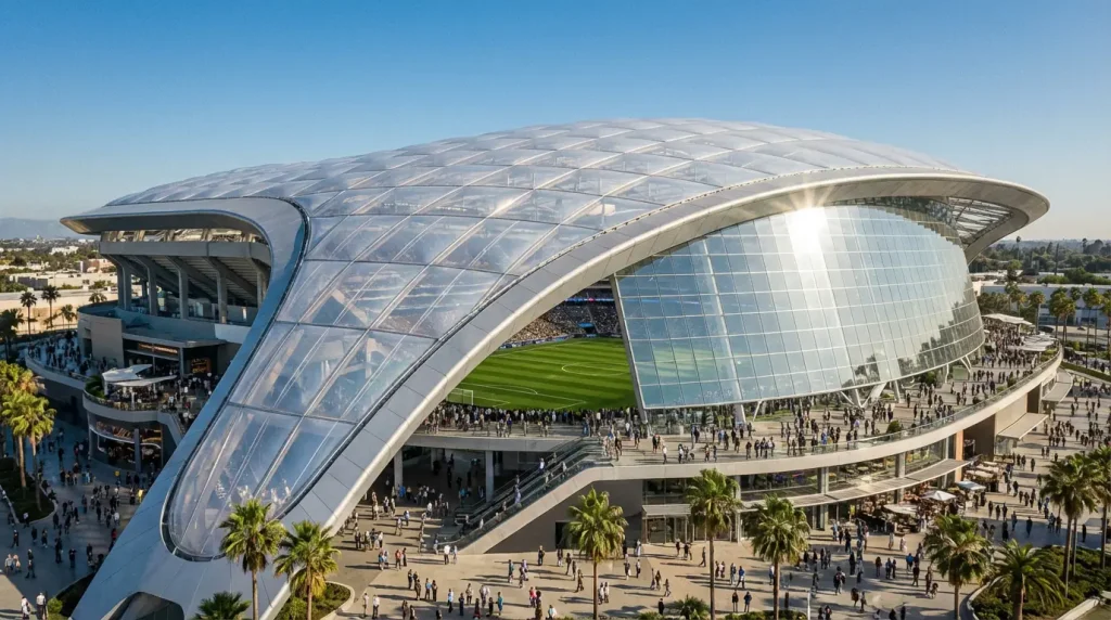 SoFi Stadium Losandželosā — PK 2026 modernākā norises vieta ar pusslēgtu jumtu un 5 miljardu dolāru budžetu